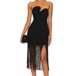 COPY - Revolve Puzzle Strapless With Fringe Dress Black